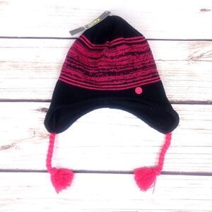 Champion Girls Pink Black Knit Fleece Lined Winter Hat